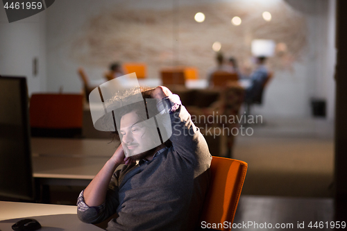 Image of businessman relaxing at the desk