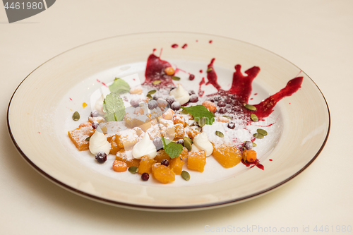 Image of Tasty dessert from pumpkin and sea-buckthorn