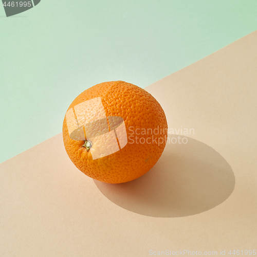 Image of fresh orange on colored paper background