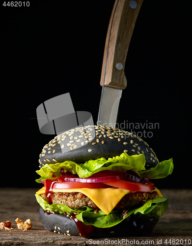 Image of fresh tasty black burger