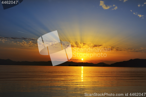Image of colorful sunset in Milos island