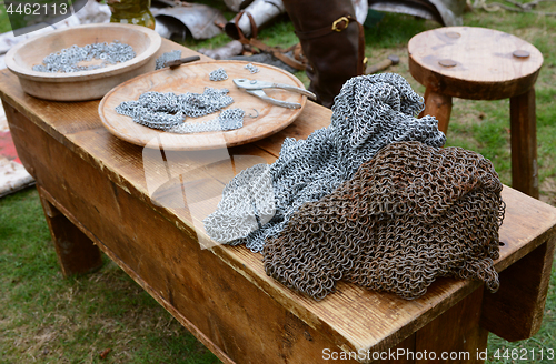 Image of Chain mail display at a Medieval Fair