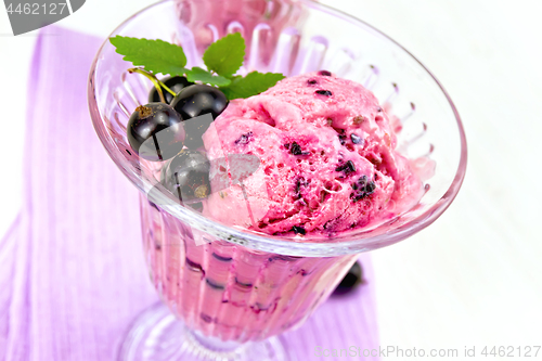 Image of Ice cream with black currant on board