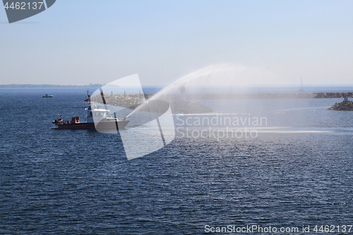 Image of Fire Rescue Ship checking water guns 