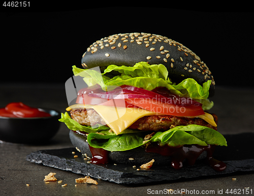 Image of fresh tasty black burger