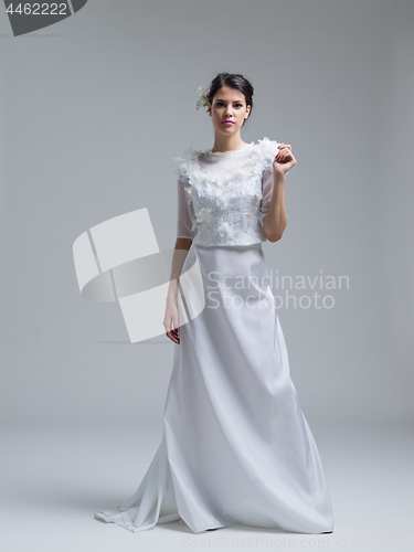 Image of Portrait of beautiful young women in wedding dress
