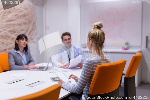 Image of Business Team At A Meeting at modern office building