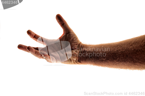 Image of backlit mans arm reaching out