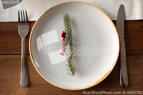 Image of table served for christmas dinner at home