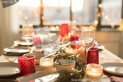 Image of table served for christmas dinner at home