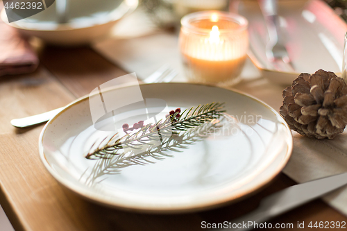 Image of table setting for christmas dinner at home