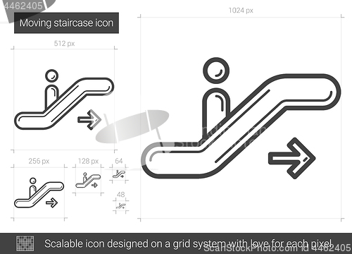 Image of Moving staircase line icon.