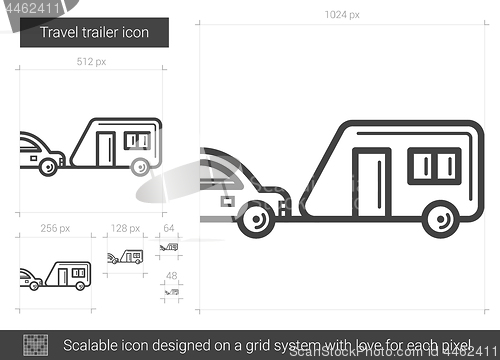 Image of Travel trailer line icon.