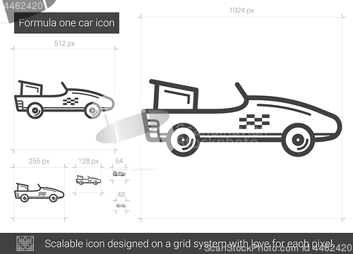 Image of Formula one car line icon.