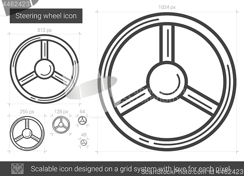 Image of Steering wheel line icon.