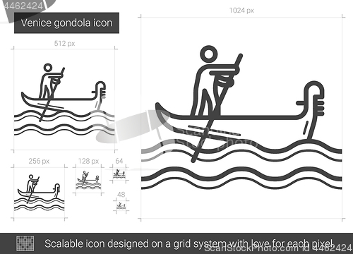 Image of Venice gondola line icon.