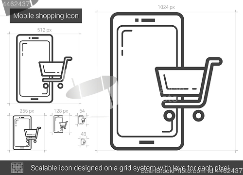 Image of Mobile shopping line icon.