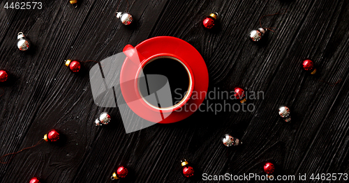 Image of Christmas beads around hot drink