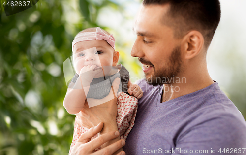 Image of close up of father little baby daughter