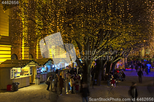 Image of Advent in Zagreb - King Tomislav Square Night wiev at the time o