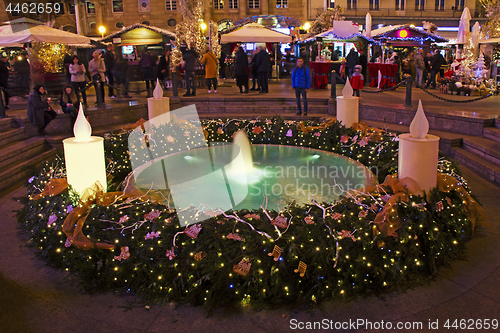 Image of Advent in Zagreb - Mandusevac fountain on Ban Jelacic square  de