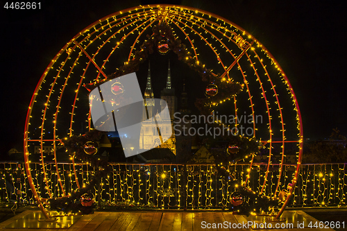 Image of Advent in Zagreb - Night panorama of Zagreb cathedral at the tim