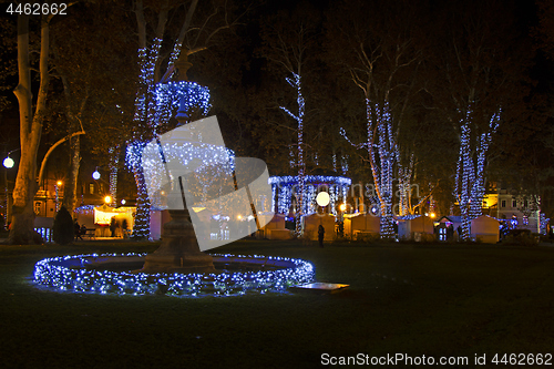 Image of Advent in Zagreb - Zrinjevac park decorated by Christmas lights 