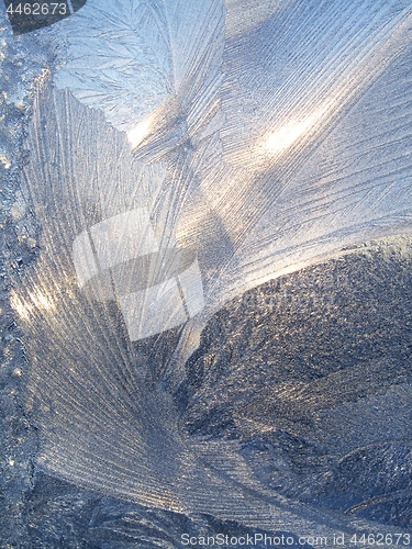 Image of Beautiful ice pattern and sunlight