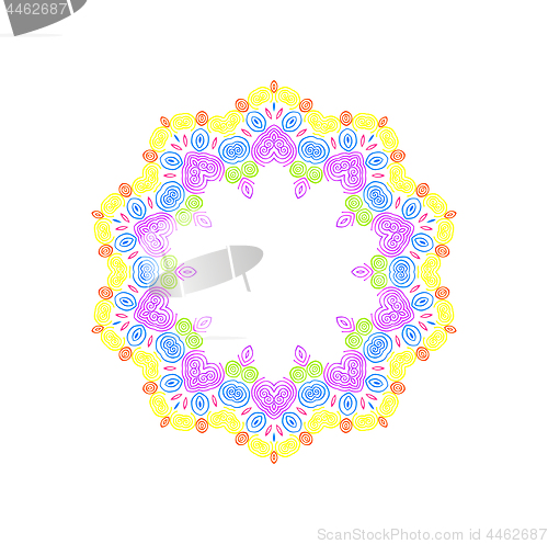 Image of Abstract concentric pattern from curl color lines