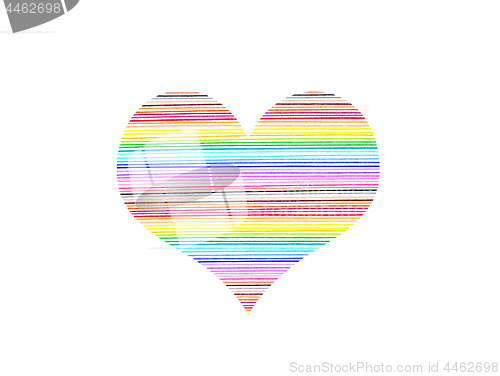 Image of Abstract heart with bright colorful lines pattern 