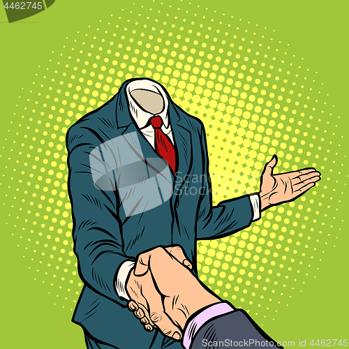 Image of businessman handshake, a template without a head