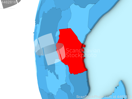 Image of Tanzania on blue globe