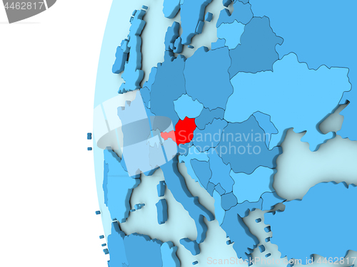 Image of Austria on blue globe