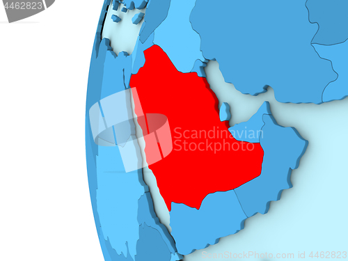 Image of Saudi Arabia on blue globe