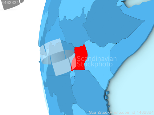 Image of Uganda on blue globe