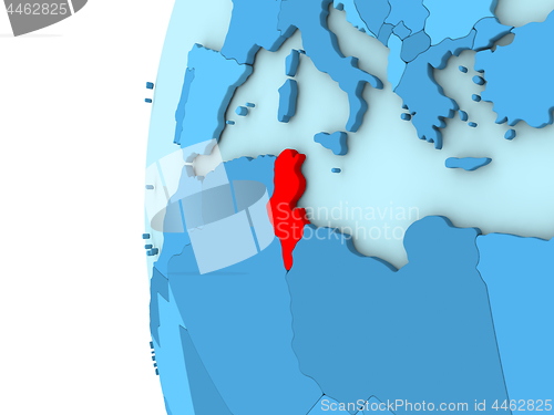 Image of Tunisia on blue globe