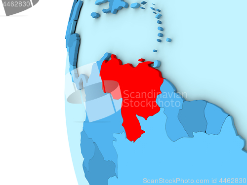 Image of Venezuela on blue globe