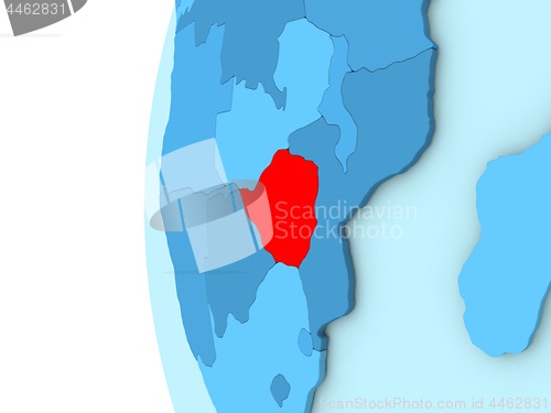 Image of Zimbabwe on blue globe