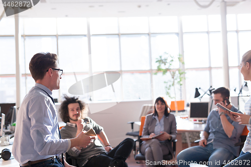 Image of Young Business Team At A Meeting at modern office building