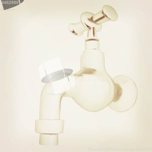 Image of Metal water tap. 3d illustration. Vintage style