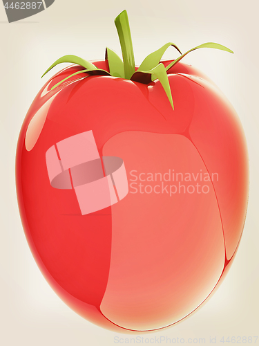 Image of tomato. 3d illustration. Vintage style