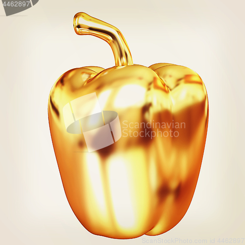 Image of Gold bulgarian pepper. 3d illustration. Vintage style