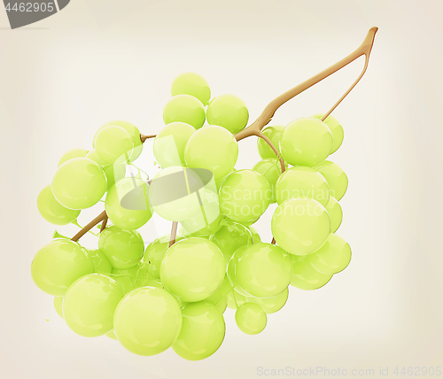 Image of Healthy fruits Green wine grapes isolated white background. Bunc