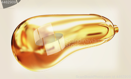 Image of Gold Eggplant icon. 3d Illustration. Vintage style