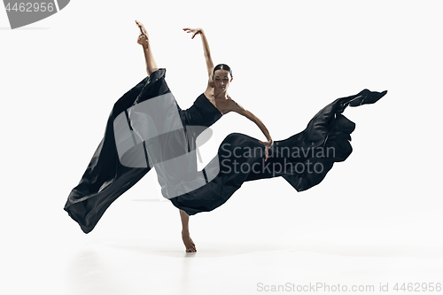 Image of Aerobics fitness woman exercising isolated in full body.
