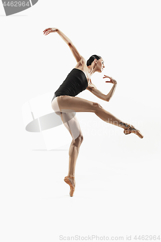 Image of Aerobics fitness woman exercising isolated in full body.