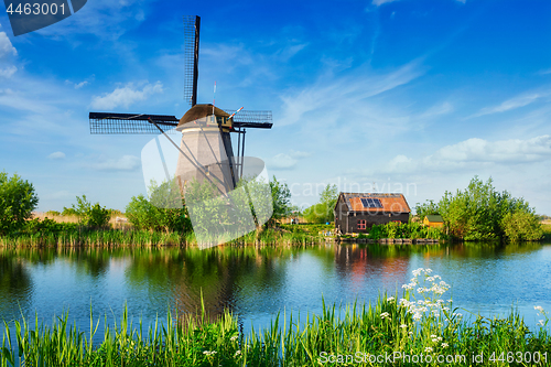 Image of Windmills at Kinderdijk in Holland. Netherlands