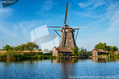 Image of Windmills at Kinderdijk in Holland. Netherlands