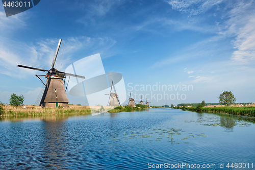 Image of Windmills at Kinderdijk in Holland. Netherlands