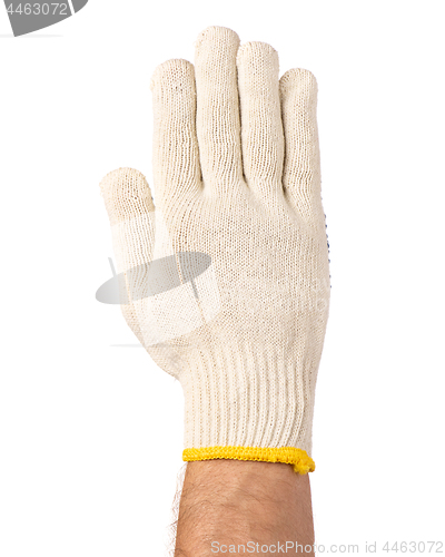 Image of Male hand wearing working glove